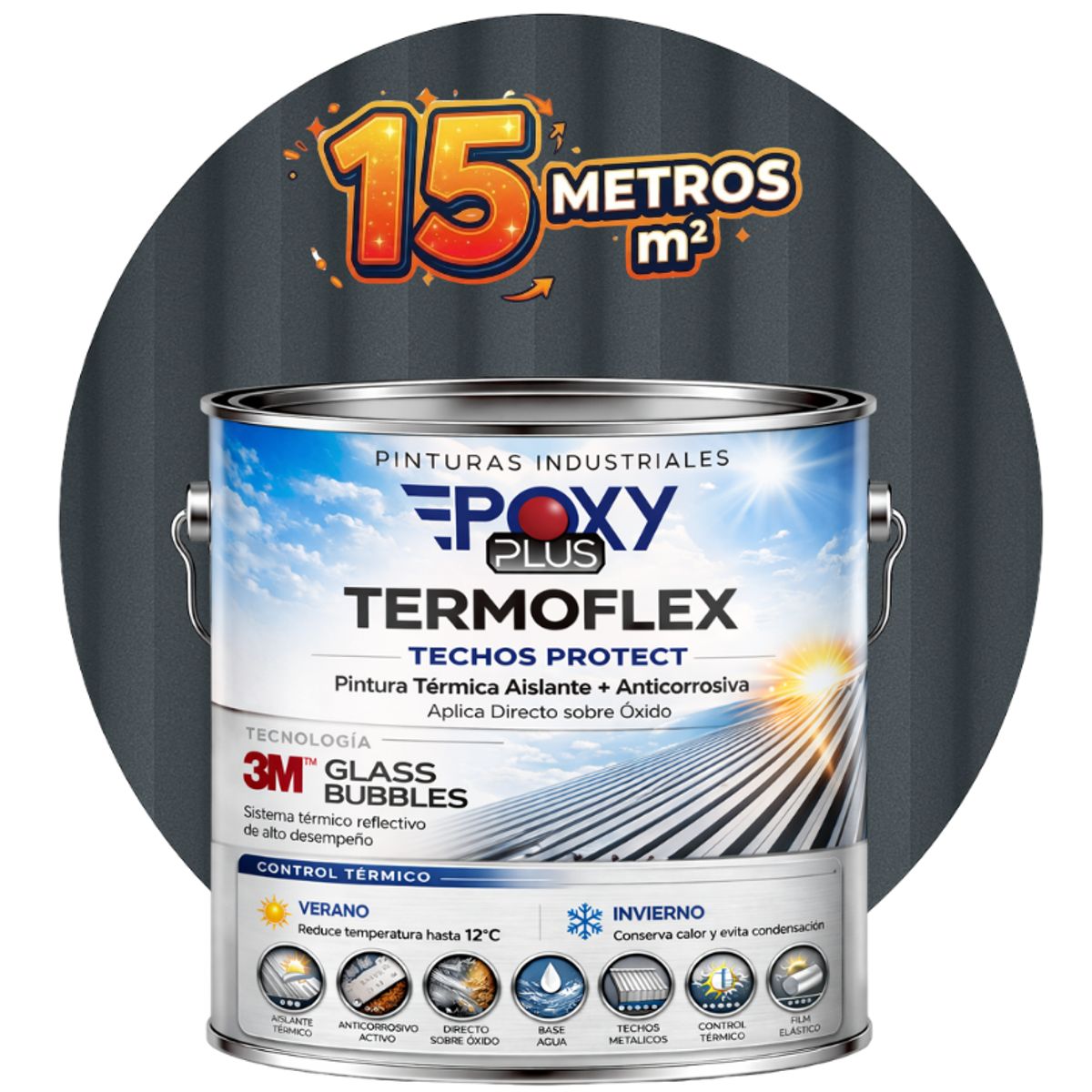 EPOXY - PINTURA TECHOS AISLANTE TERMICO - TERMOFLEX - GALON - GRAFITO