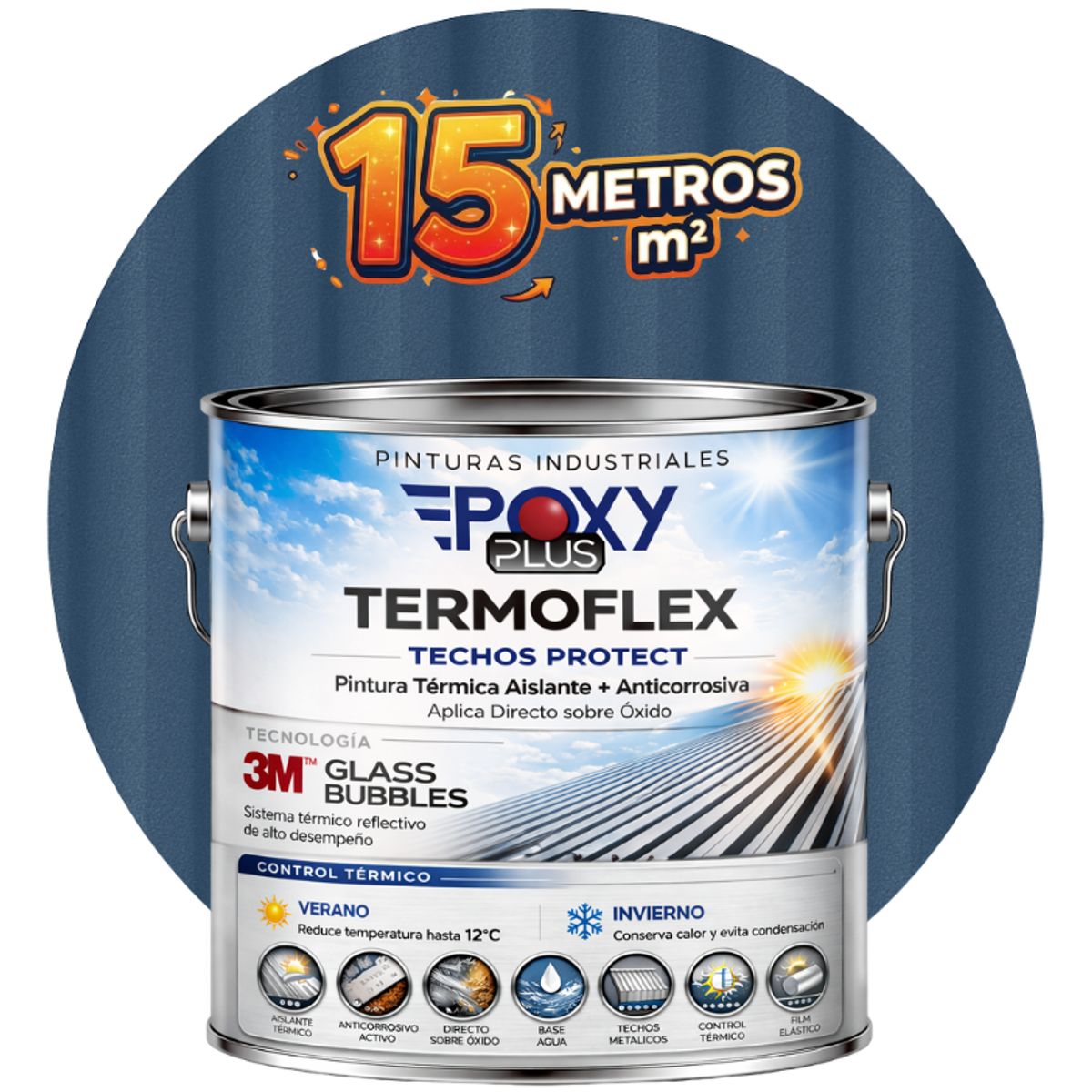 EPOXY - PINTURA TECHOS AISLANTE TERMICO - TERMOFLEX - GALON - AZUL PIZARRA