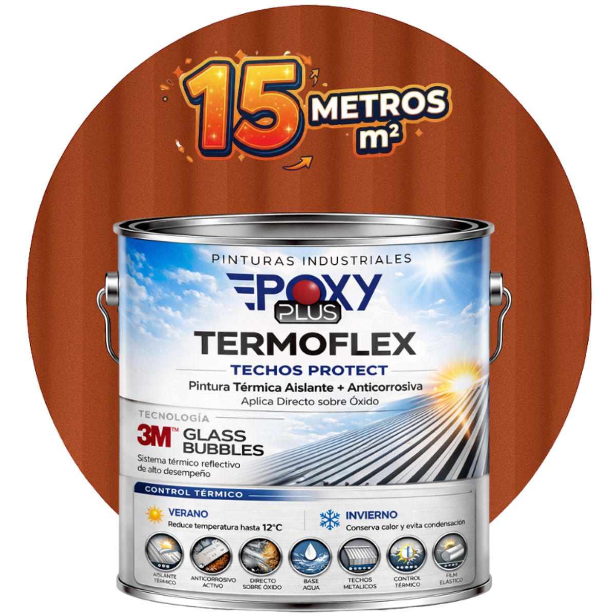 EPOXY - PINTURA TECHOS AISLANTE TERMICO - TERMOFLEX - GALON - ROJO TEJA