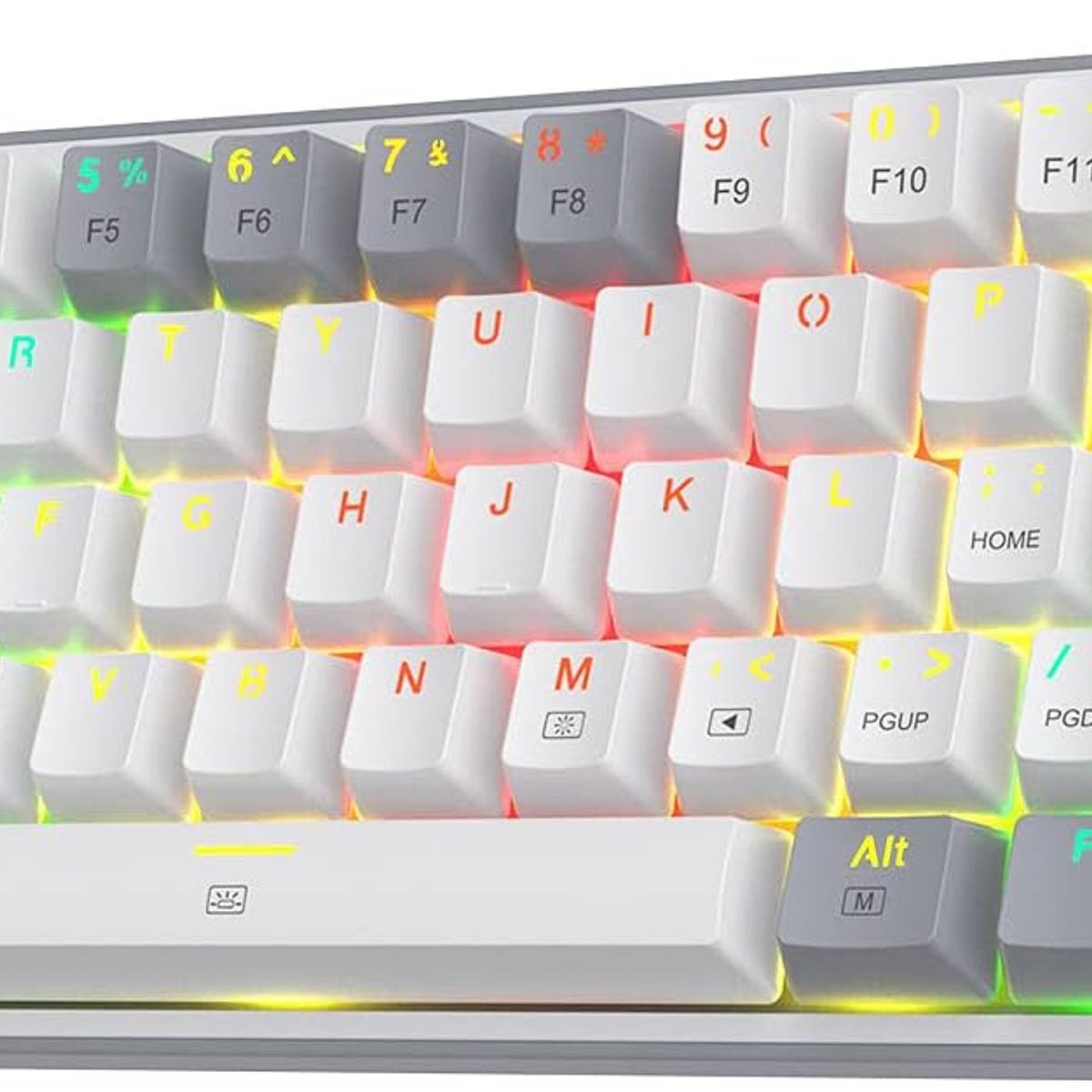 REDRAGON - Teclado K617 Fizz 60% con cable para juegos RGB blanco y gris