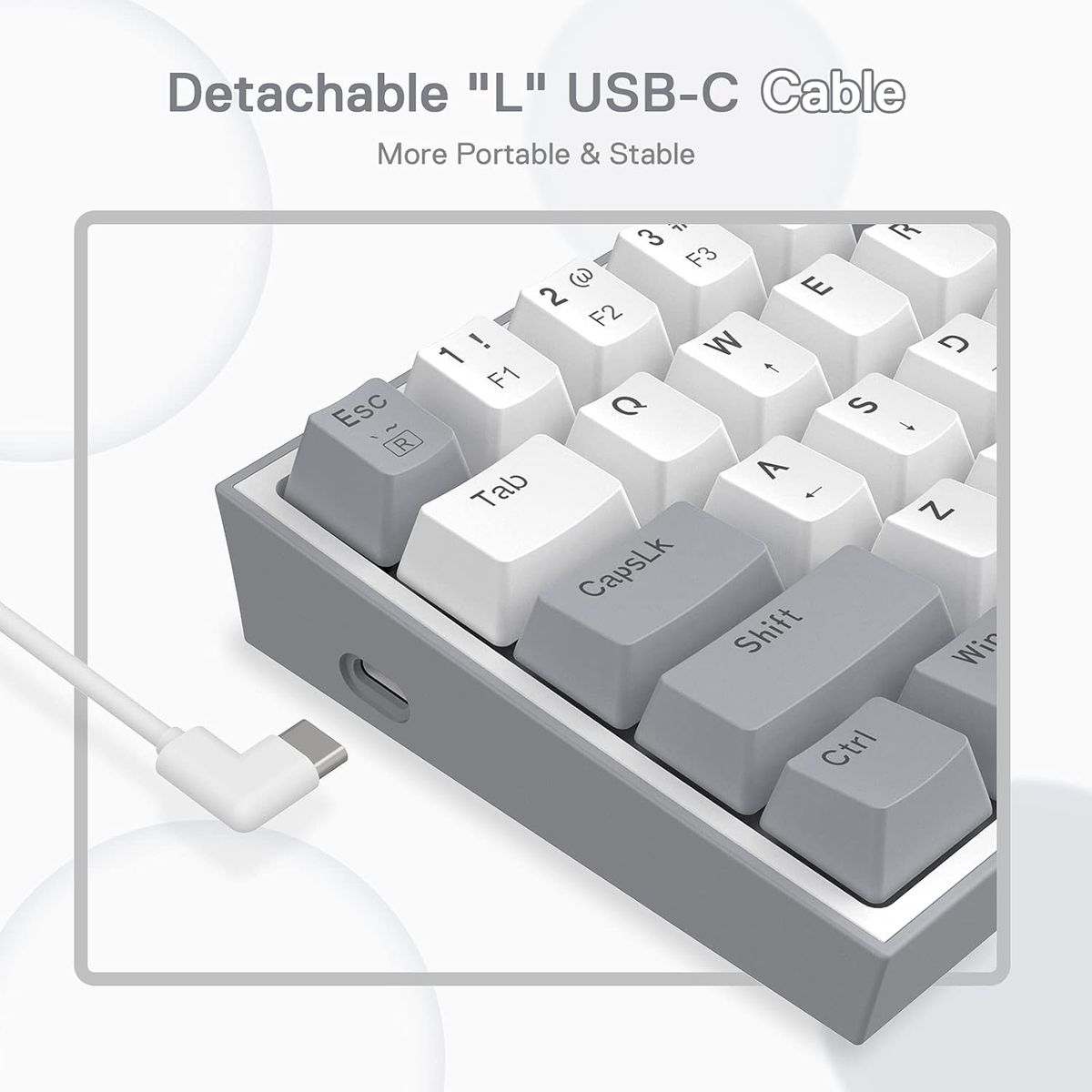 REDRAGON - Teclado K617 Fizz 60% con cable para juegos RGB blanco y gris