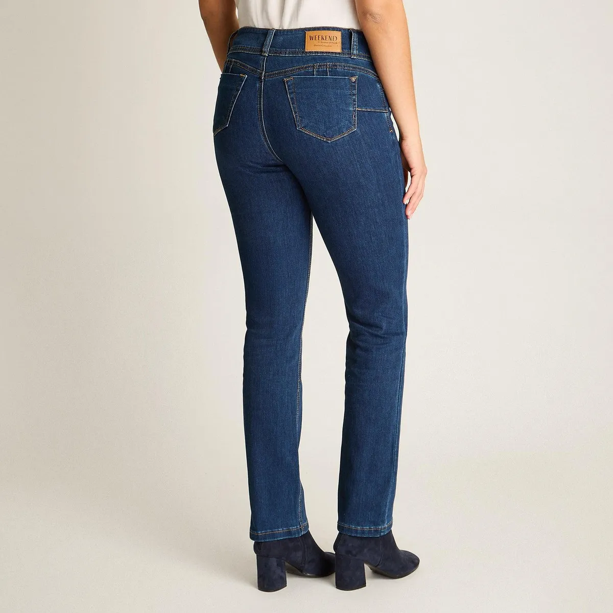 LORENZO DI PONTTI - Jeans Recto Azul Medio Push Up de Cinco Bolsillos