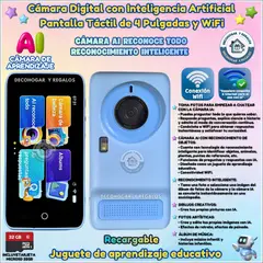 GENERICO - Juguete Aprendizaje Cámara Digital AI Reconocimiento Inteligente Para Niños, Pantalla Táctil y WiFi