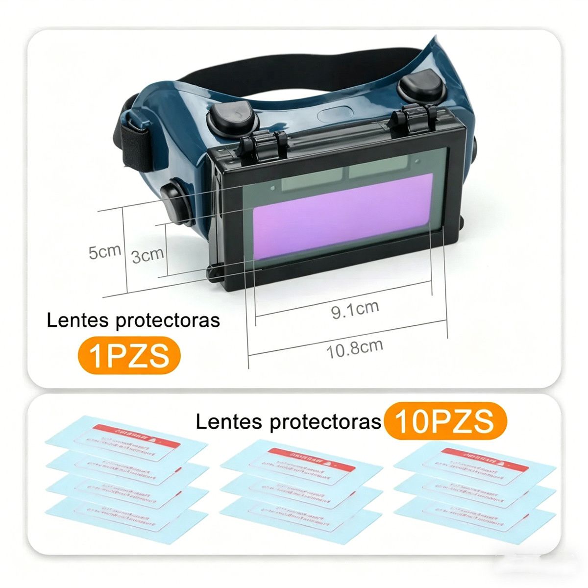 KUANGYE - 11pz Lente Soldar Seguridad Oscurecimiento Automaticos Gafas Con 10 Reemplazar Lentes