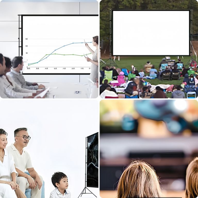 VIDA BUENAS Pantalla Portátil para Proyector 150 Pulgadas Relación 16：9 - Alta Definición y Resistente