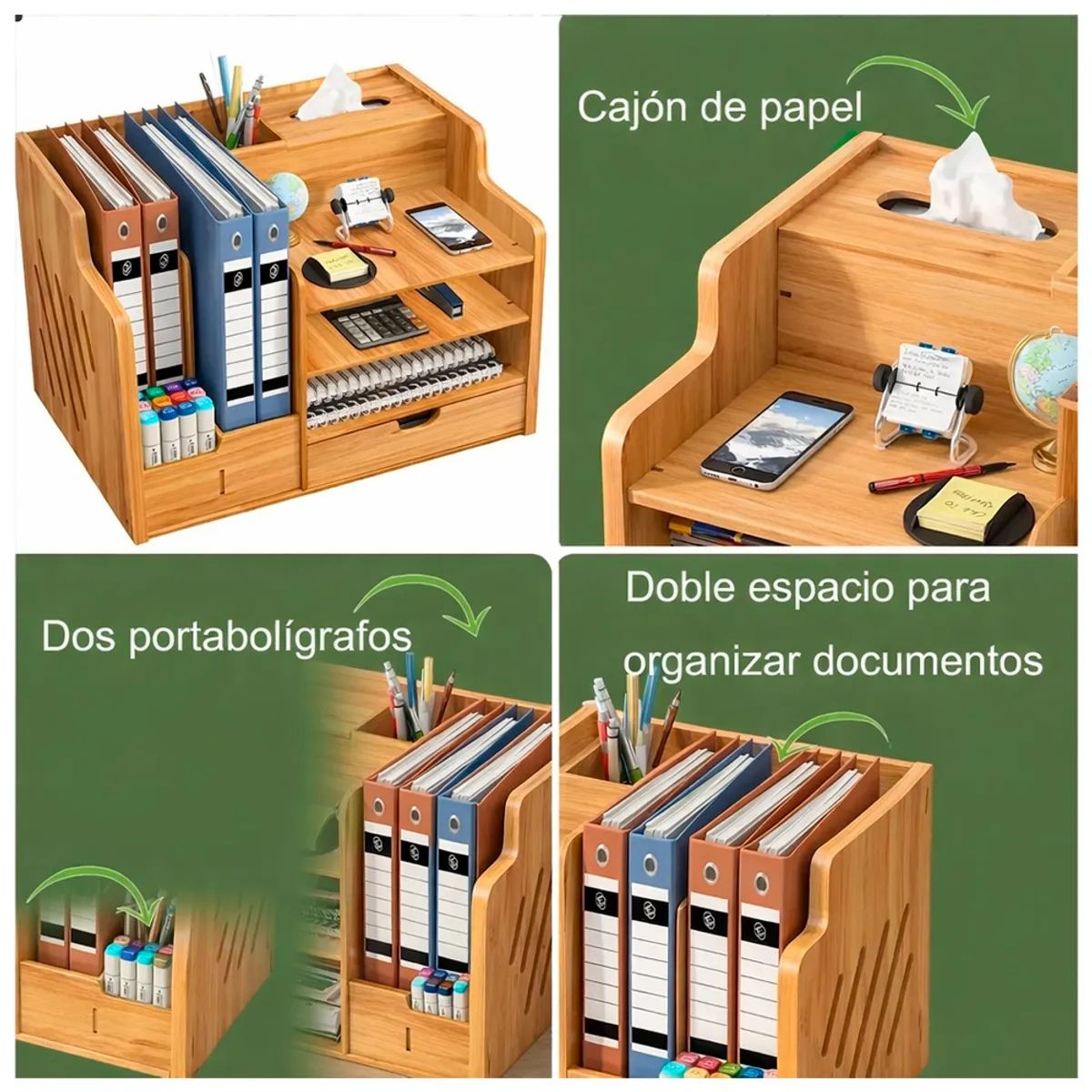 IRM - Organizador de escritorio estante para carpetas hojas porta lapiz