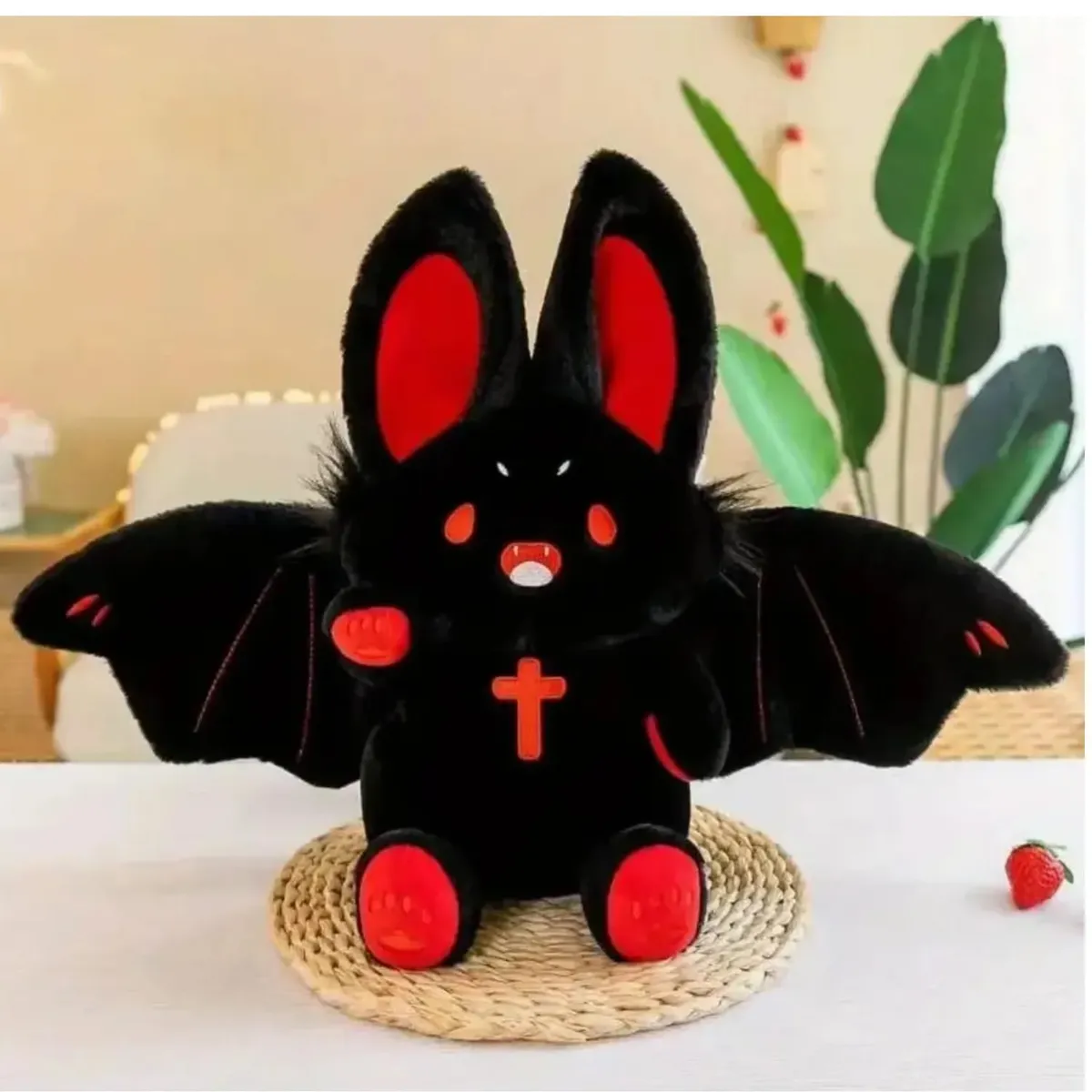 GENERICO - MURCIELAGO CONEJO PELUCHE GOTICO NEGRO