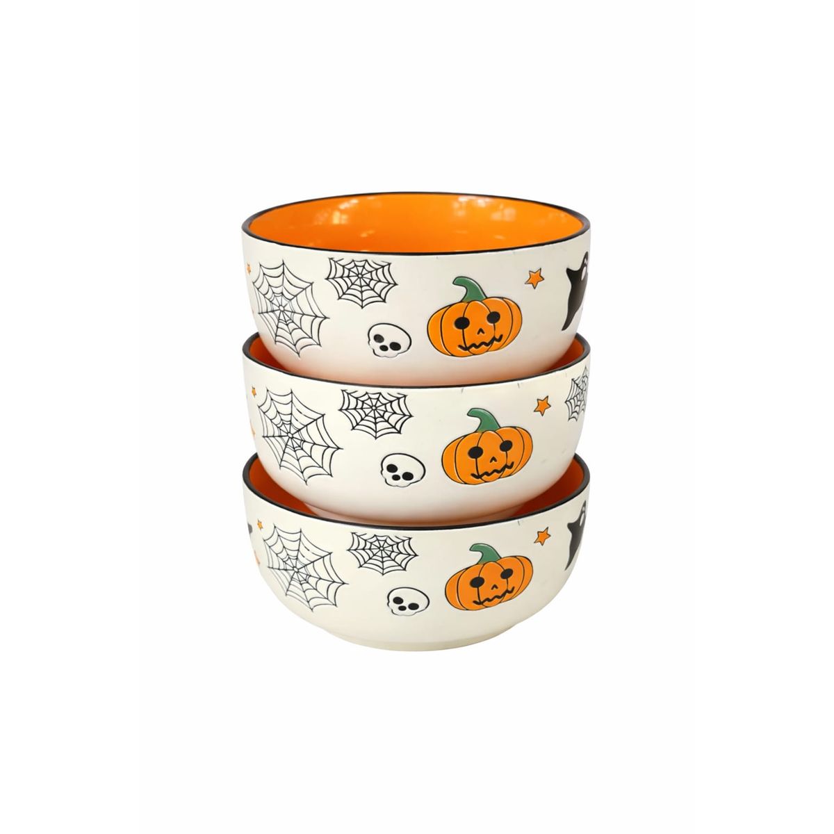 GENERICO - SET DE POCILLOS DISEÑO HALLOWEEN FONDO NARANJO
