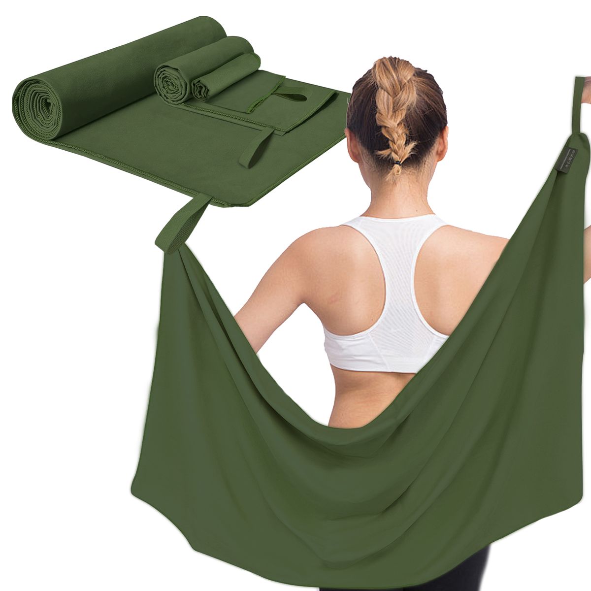 SANKARA - Toallas Deportivas de Microfibra (3 PCS)  Verde-Toallas Microfibra Secado Rápido
