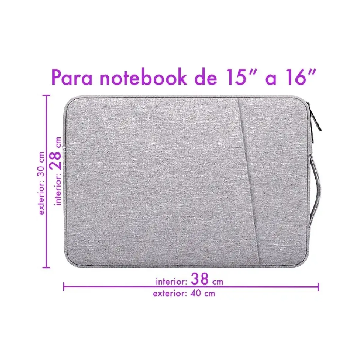 GENERICO - Funda Para Notebook 15.6 A 16 Con Bolsillo Cierre Y Asa