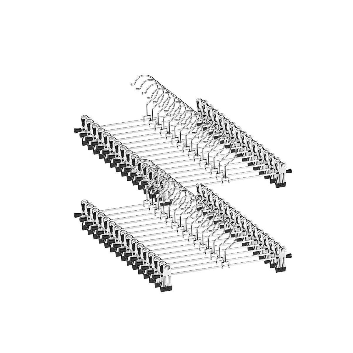 GENERICO - Gancho Para Ropa Pantalon De Metal Cromado Con Pinzas 30pzas