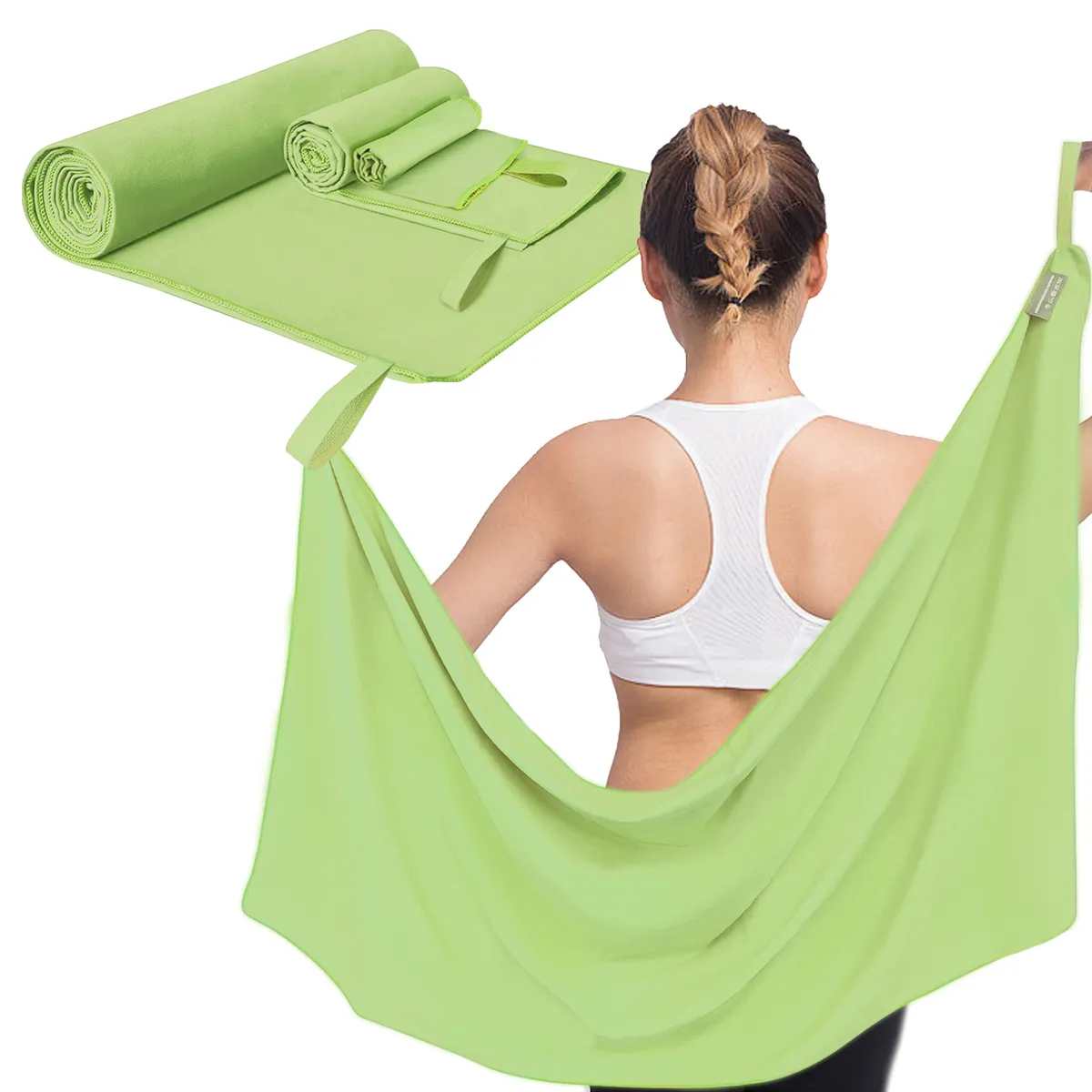 SANKARA - Toallas Deportivas de Microfibra (3 PCS)  Verde claro -Toallas Microfibra Secado Rápido