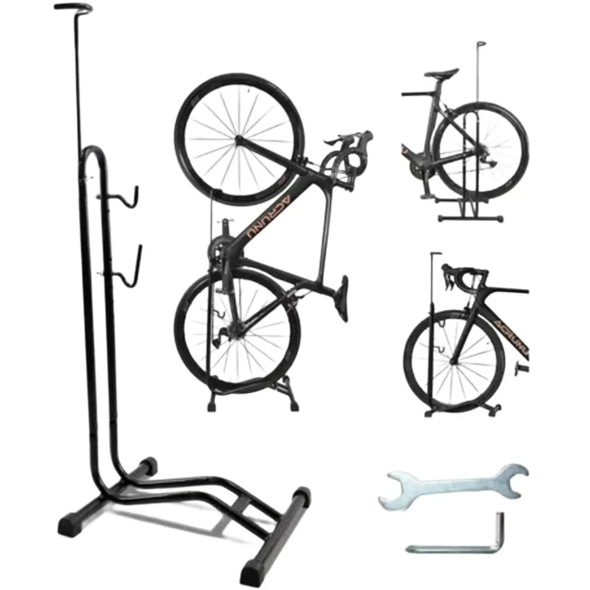 GENERICO - Soporte Bicicleta Quick Vertical y Horizontal Acero Negro 24-27.5