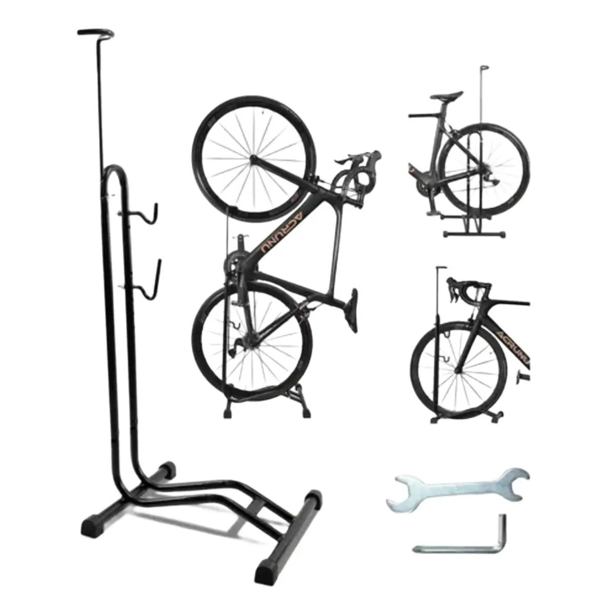 GENERICO - Soporte Bicicleta Quick Vertical y Horizontal Acero Negro 24-27.5