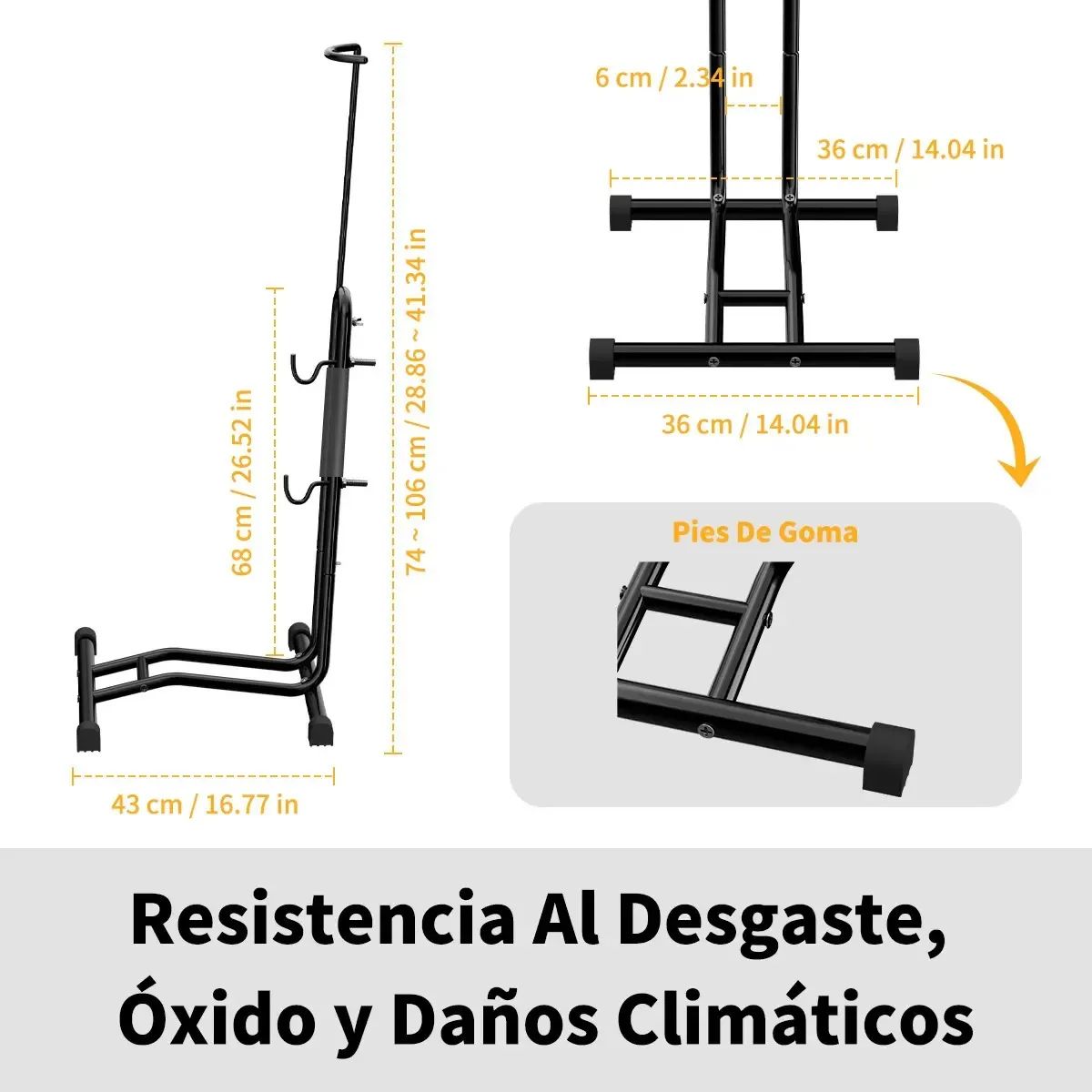 GENERICO - Soporte Bicicleta Quick Vertical y Horizontal Acero Negro 24-27.5