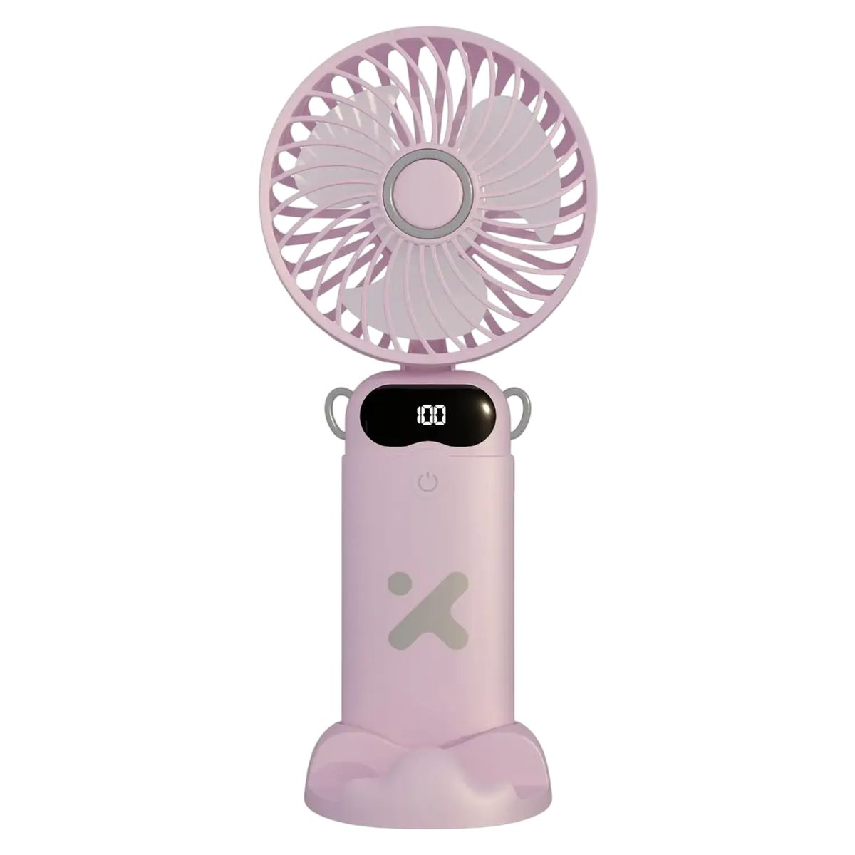 XTECH - Xtech XTA-900 Ventilador Portátil Recargable 6 Velocidades, Mini Fan de Mano, Escritorio y Cuello, 37 Horas de Batería, Pantalla LED, USB-C, Rosa