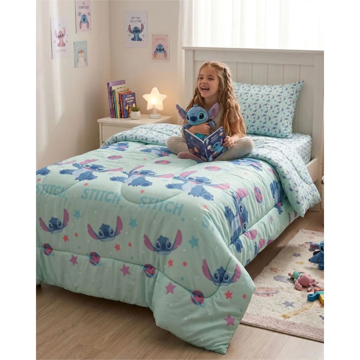GENERICO - Plumón Oficial Stitch Planeta 1.5 Plazas
