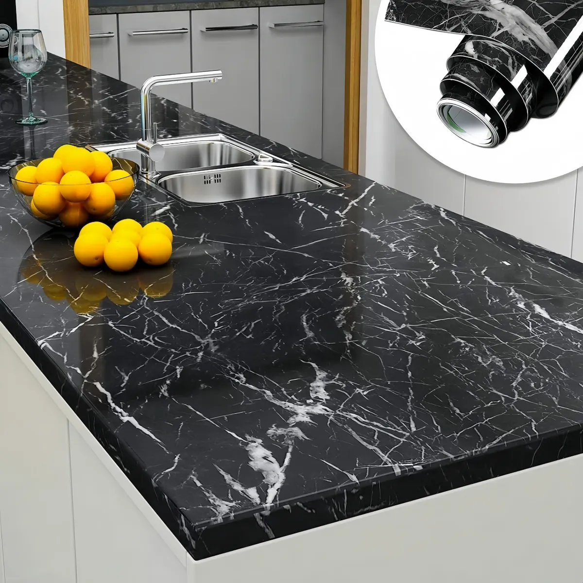 VIDA BUENAS - Pegatina Cocina Mármol Autoadhesiva 10mx0.6m