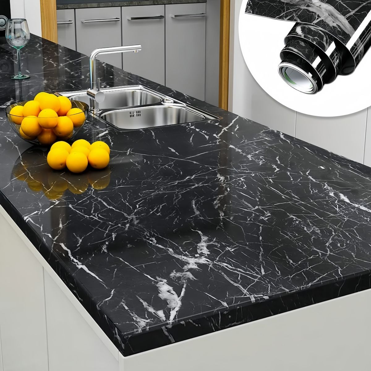 VIDA BUENAS - Pegatina Cocina Mármol Autoadhesiva 10mx0.6m