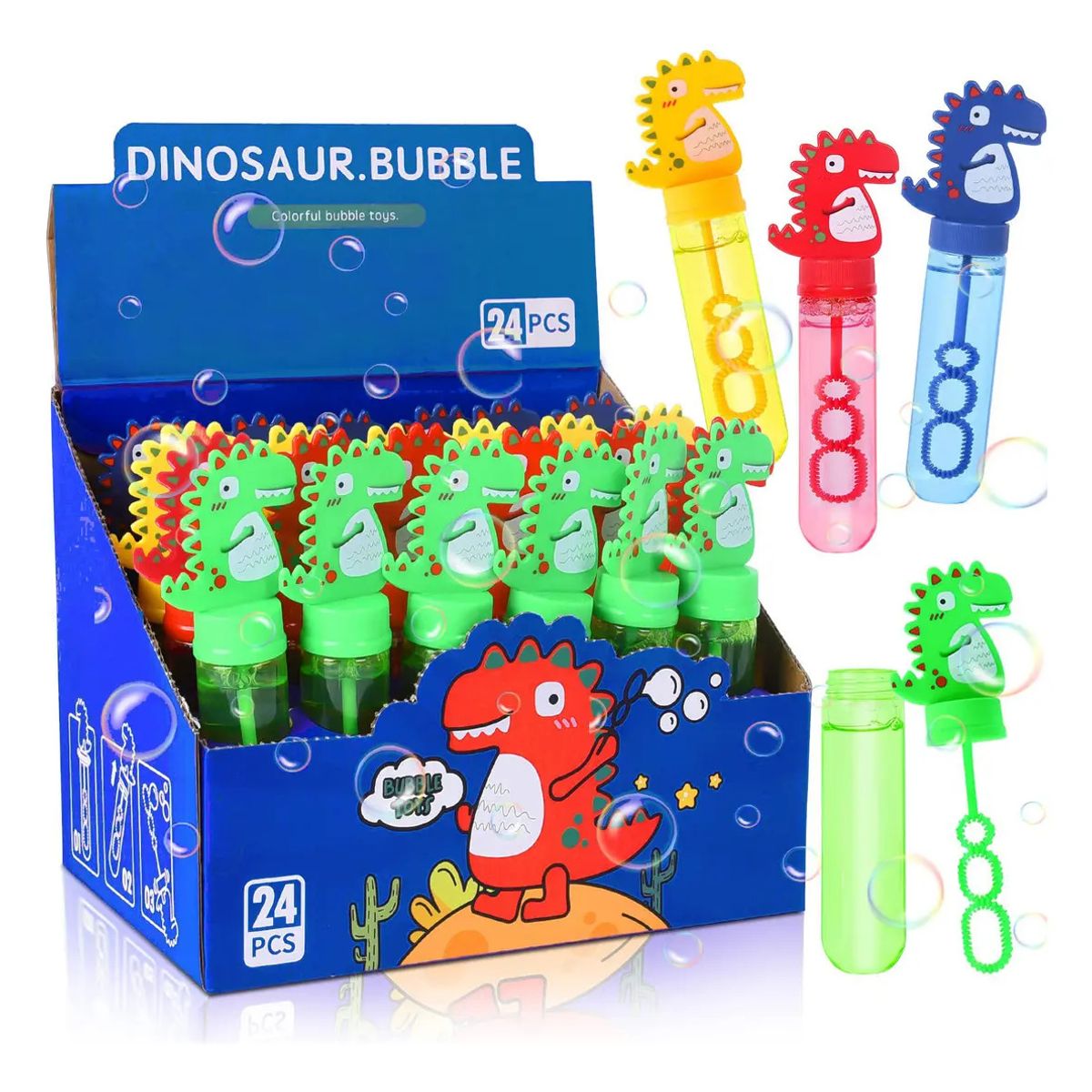 GENERICO - 24PCS Mini Varita Burbuja Dinosaurio Para Fiesta Boda Juguetes Para Exterior Regalos Para Niños