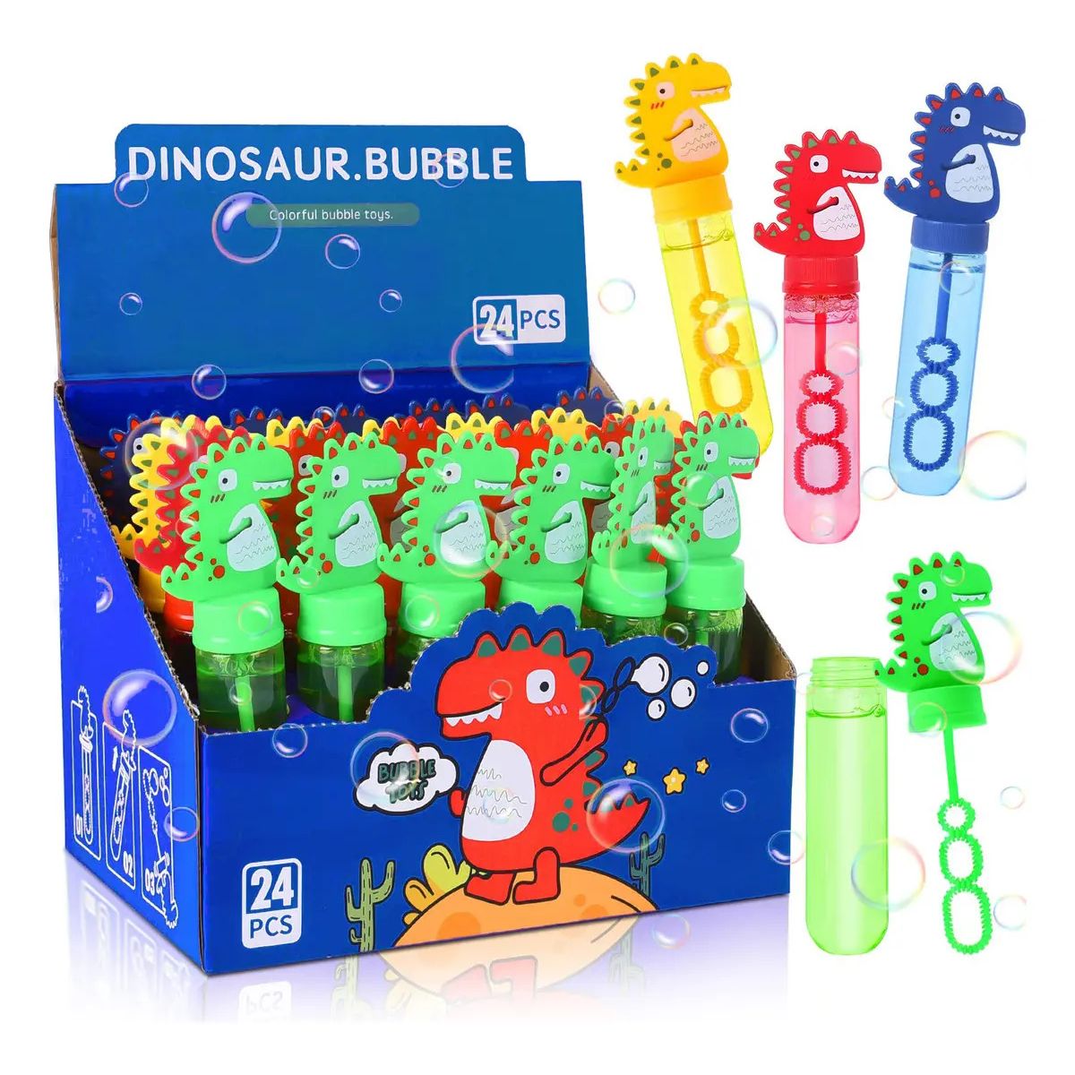 GENERICO - 24PCS Mini Varita Burbuja Dinosaurio Para Fiesta Boda Juguetes Para Exterior Regalos Para Niños