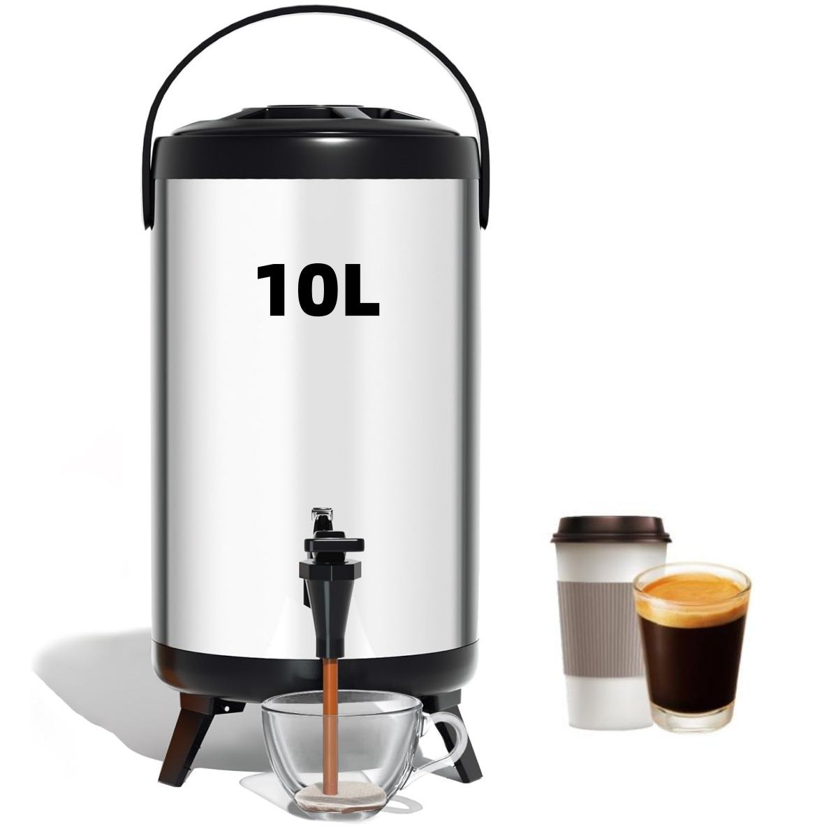 KUANGYE - Dispensador Bebidas Frías Y Calientes Aislado Inoxidable 10L,Para Cafe Termo Agua Caliente,Té,Jugo