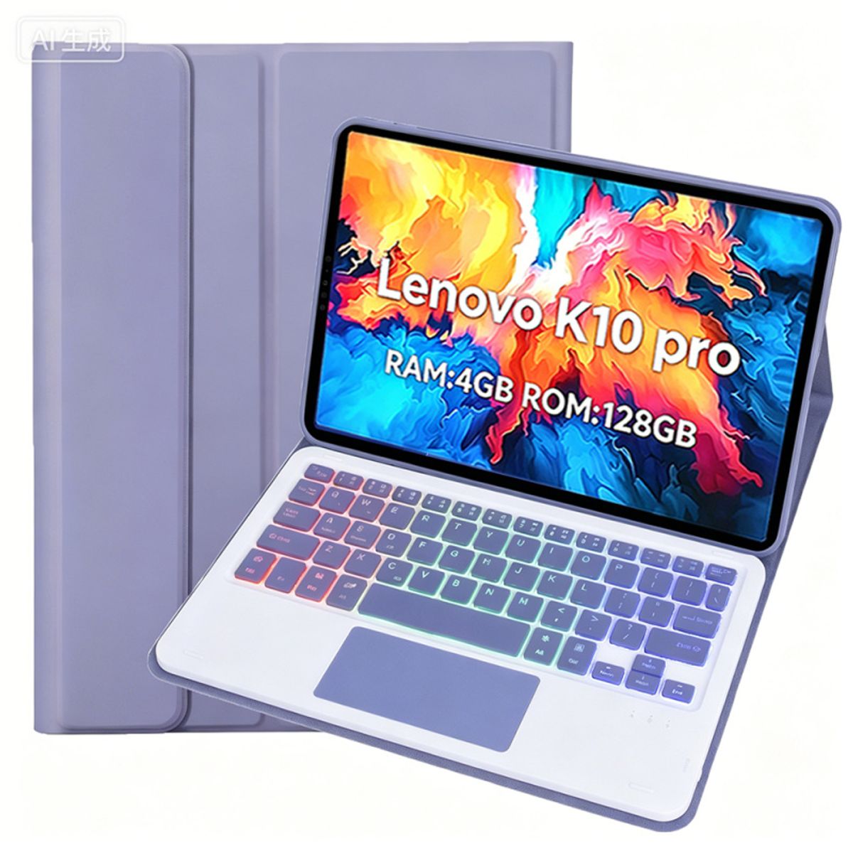 LENOVO - Tablet Lenovo Pad K10 Pro 4GB+128GB 10.6“ 2KLCD MediaTek G80 7700MAh Gris+Morado luminsos teclado