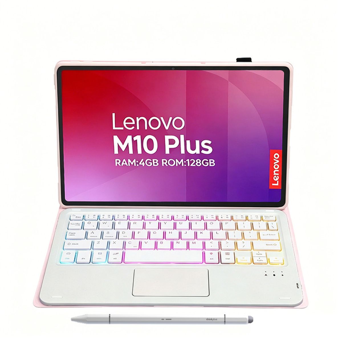LENOVO - Tablet Lenovo Pad M10 Plus 4+128G10.6“ 2KLCD MediaTek G80 7700MAh Gris+Rosado luminsos teclado+Lápiz