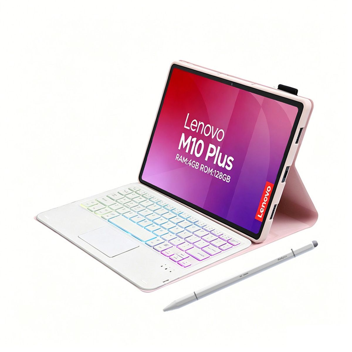LENOVO - Tablet Lenovo Pad M10 Plus 4+128G10.6“ 2KLCD MediaTek G80 7700MAh Gris+Rosado luminsos teclado+Lápiz