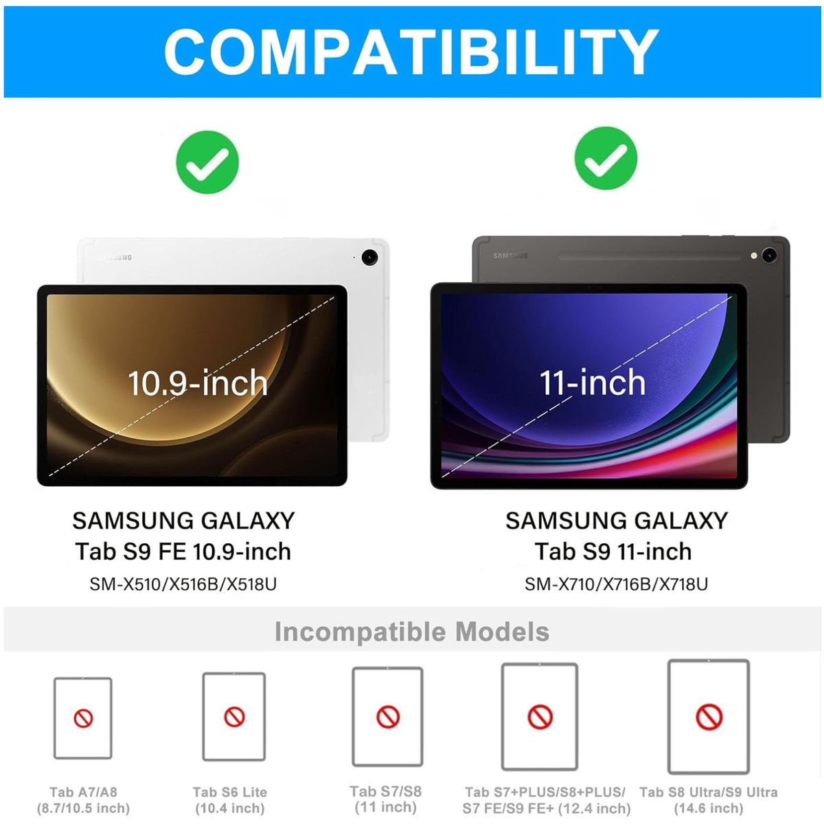 KUANGYE - Funda Con Teclado Para Samsung Galaxy Tab S9 Fe 10.9 / S9 11
