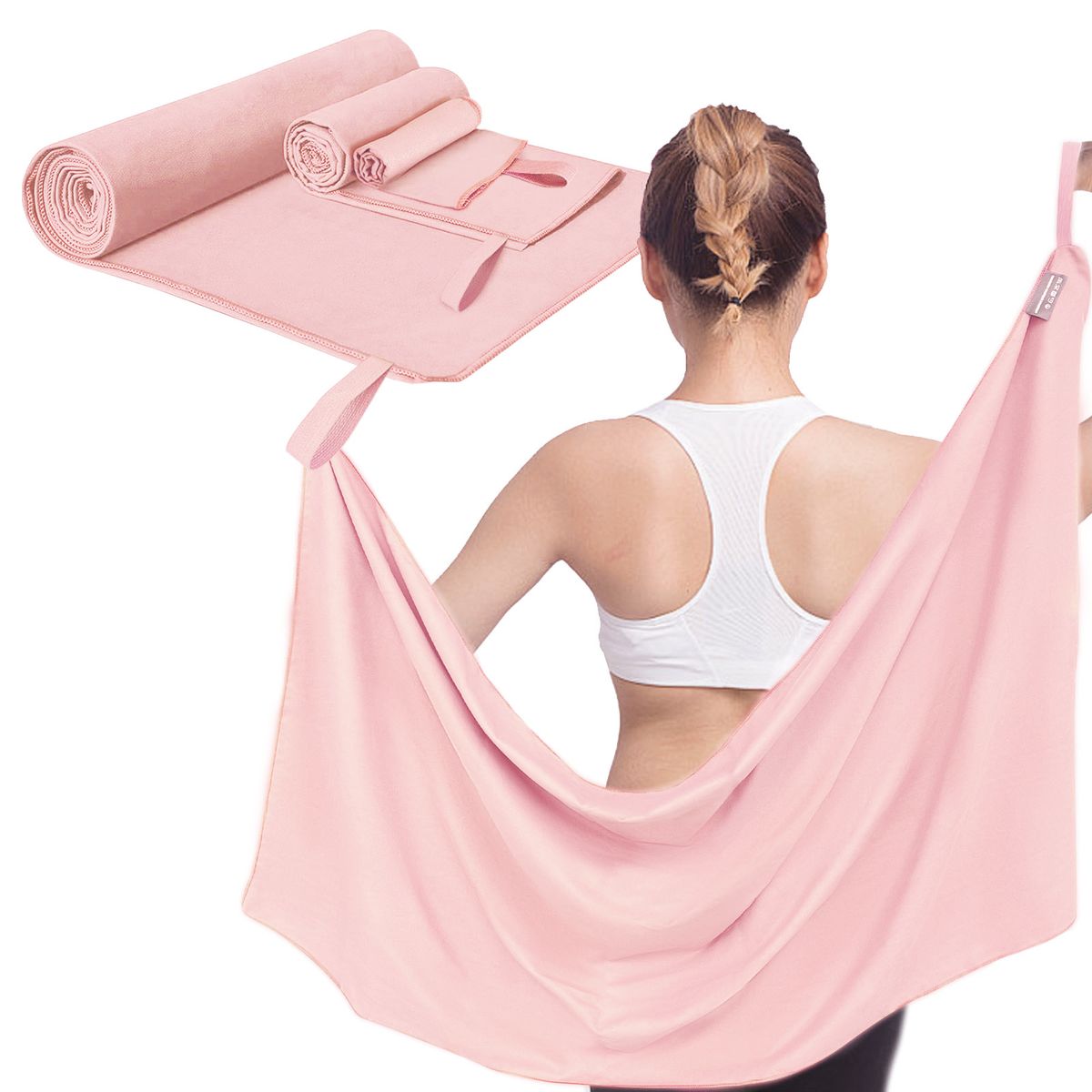 SANKARA - Toallas Deportivas de Microfibra 3 PCS Rosa claro-Toallas Microfibra Secado Rápido