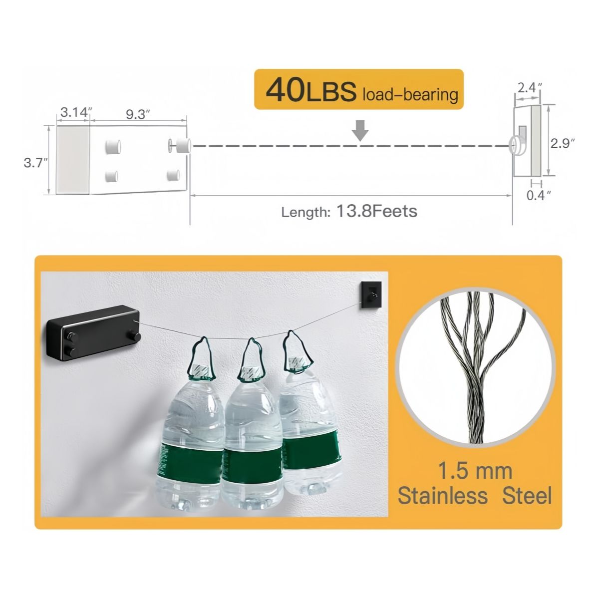 VIDA BUENAS - Tendedero Retráctil Ropa Pared Colgador De Doble Cuerda