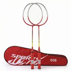GENERICO - Raqueta de Bádminton Deportiva RojaAmarilla con Estuche