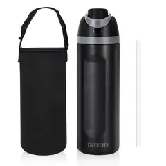 SANKARA - Botella Térmica 900ml Negra Acero Inoxidable Termo