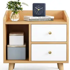 GENERICO - Velador Mesa De Noche 3 Niveles Con Cajon 33x26x60 Cm