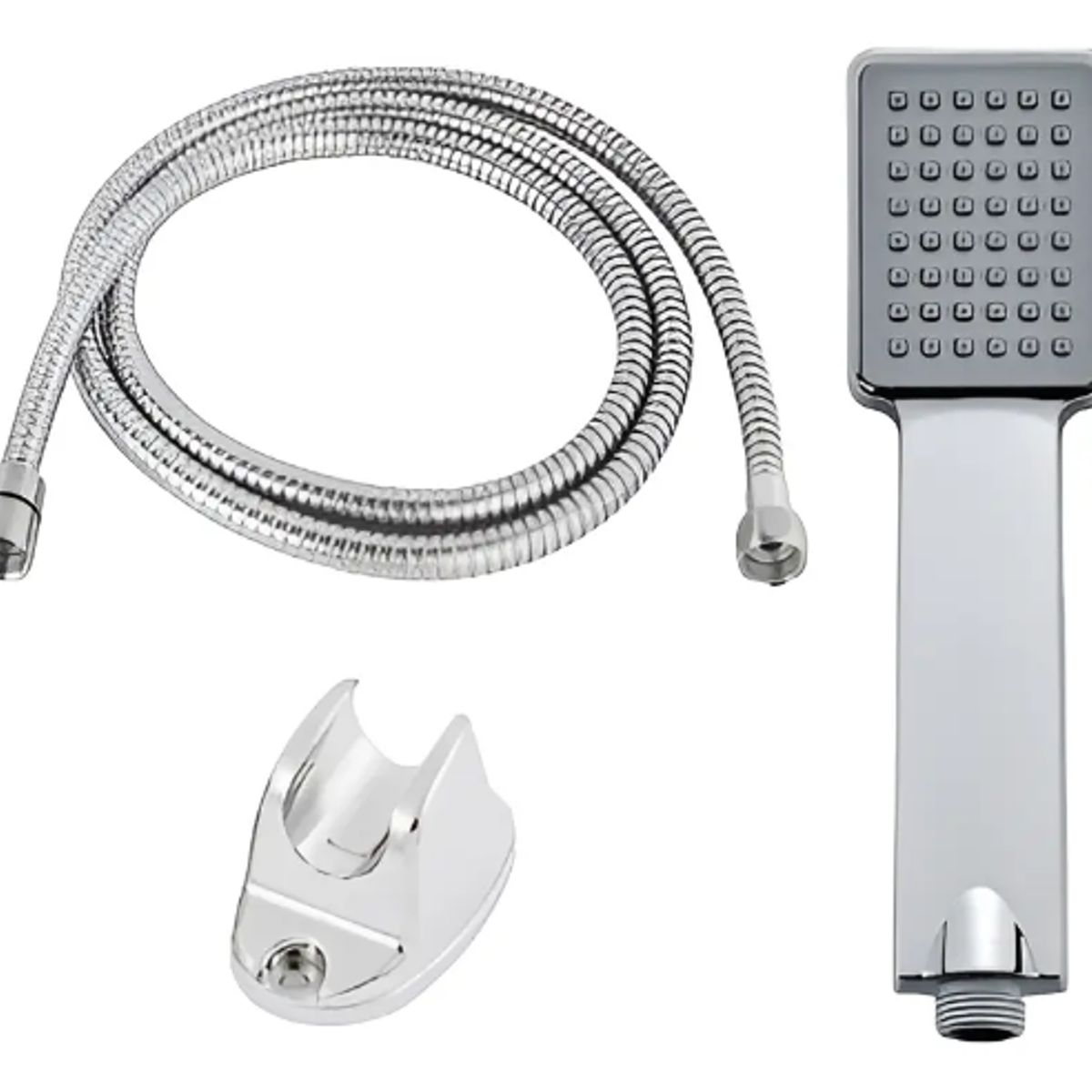 GENERICO - Kit Ducha Teléfono Manguera Flexible Soporte Cromado