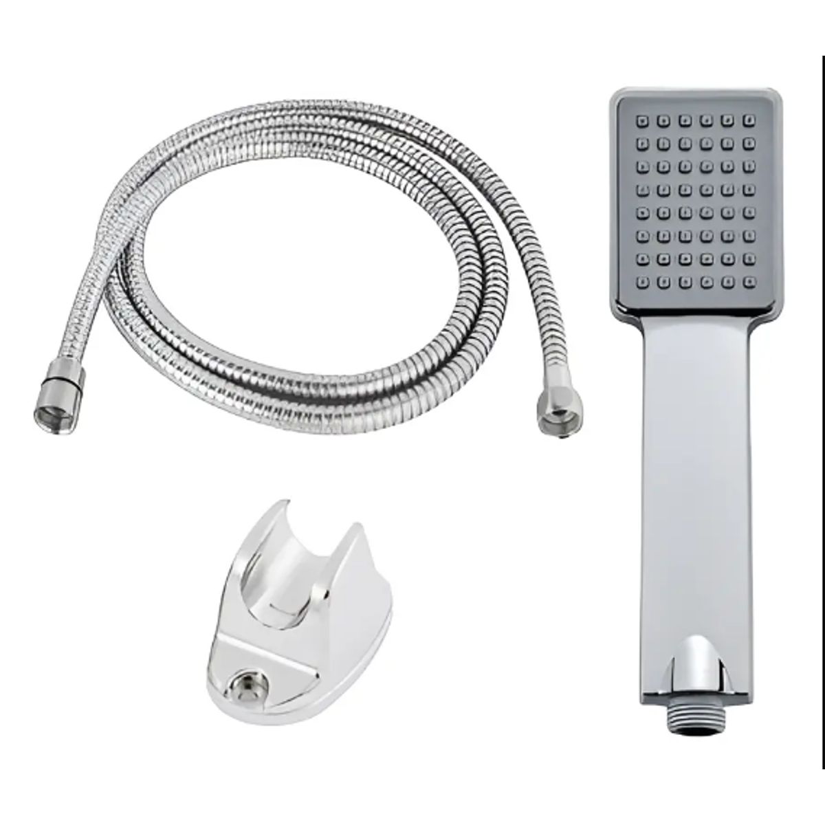 GENERICO - Kit Ducha Teléfono Manguera Flexible Soporte Cromado