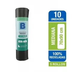 GENERICO - Pack x5 Bolsa Basura Agustín Negra Rollo 70x90 10 Unid