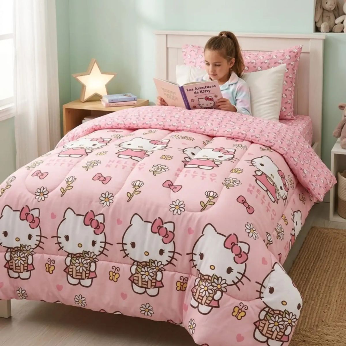 GENERICO - Plumón Hello Kitty Diseño Margarita Plaza y Media con funda