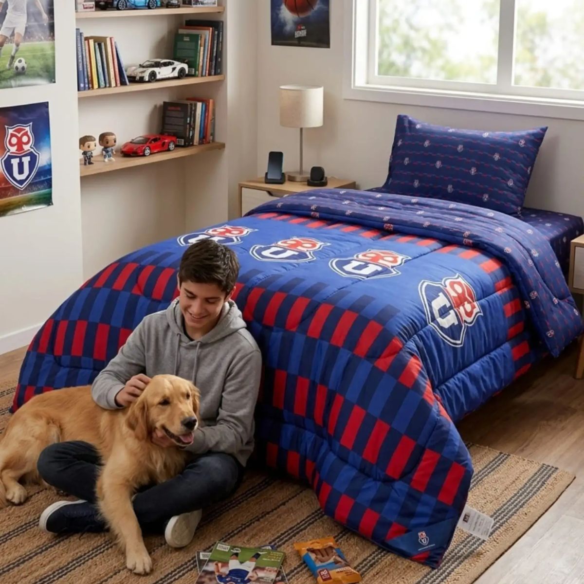 GENERICO - Plumón U. De Chile Azul Plaza y Media con funda