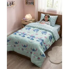 GENERICO - Plumón Oficial Stitch Planeta 1.5 Plazas con funda