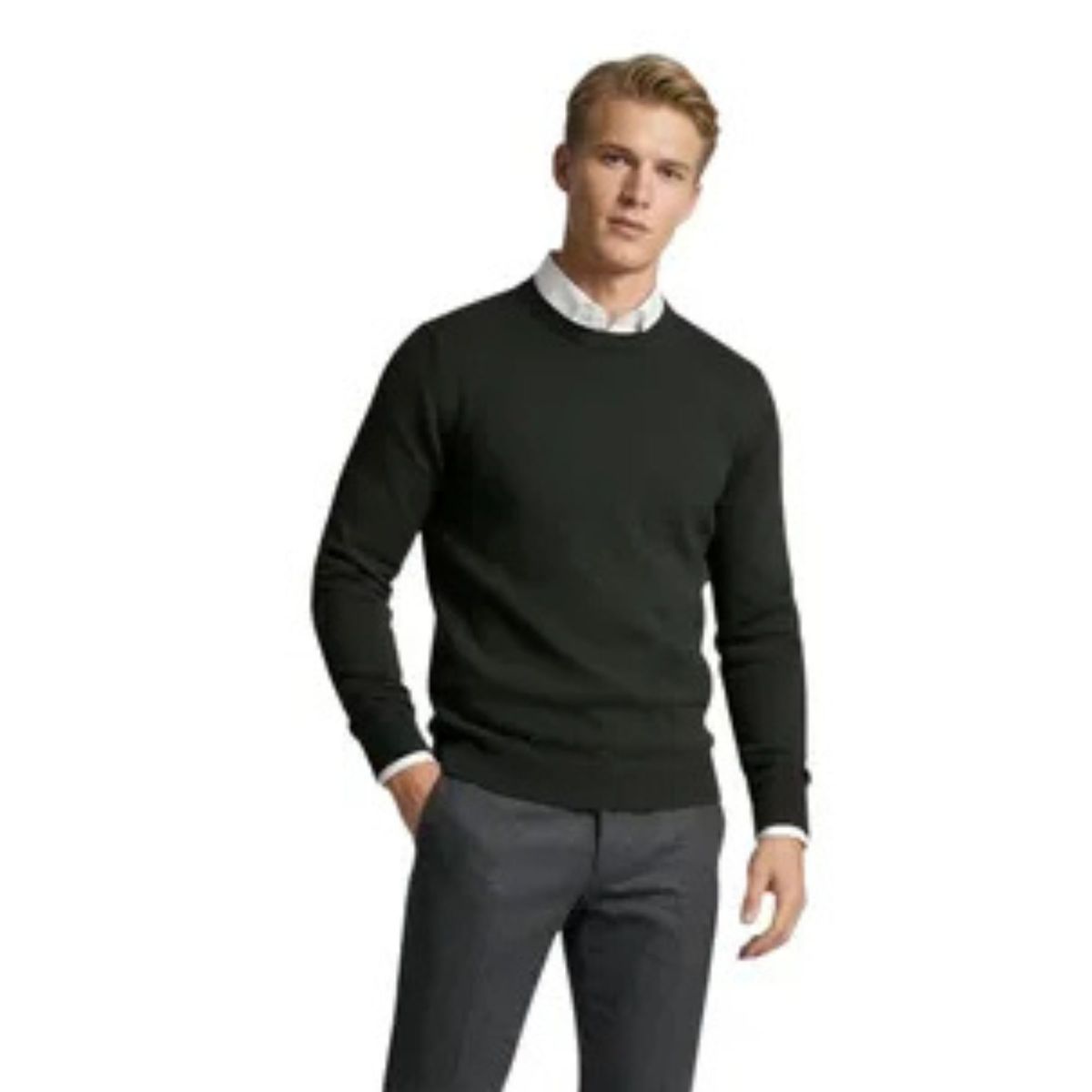 LOOK SHOP - Sweater Hombre Cuello Redondo, Pullover Clásico 7250