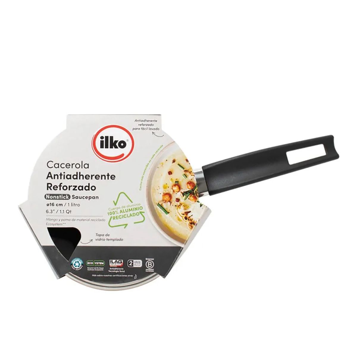 ILKO - Cacerola Ilko 16cm Aluminio Reciclado Grey Everyday Ctapa