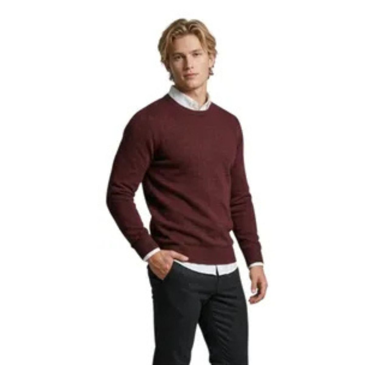 LOOK SHOP - Sweater Hombre Cuello Redondo, Pullover Clásico 7250