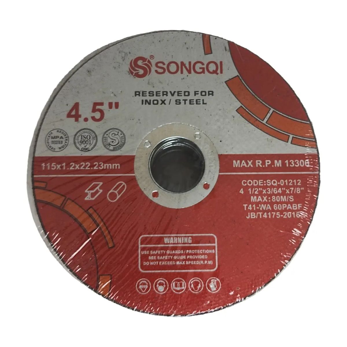 SONGQI - Disco de corte 4.5" 115x1.2x22.23 mm. (rojo inoxidable) 25 unidades