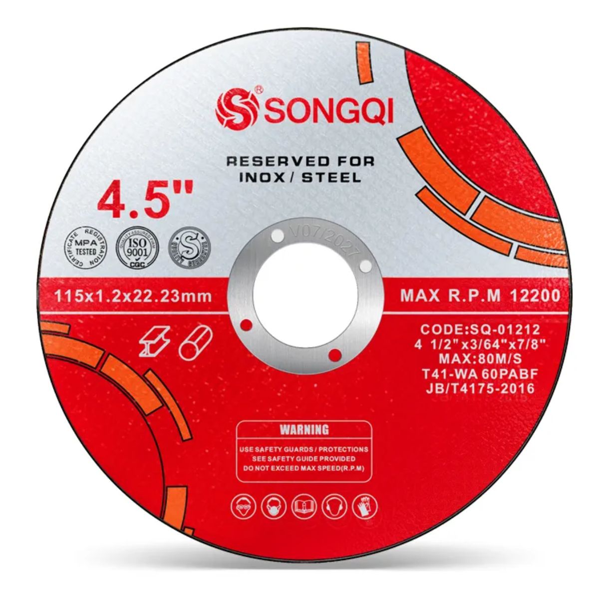 SONGQI - Disco de corte 4.5" 115x1.2x22.23 mm. (rojo inoxidable) 25 unidades