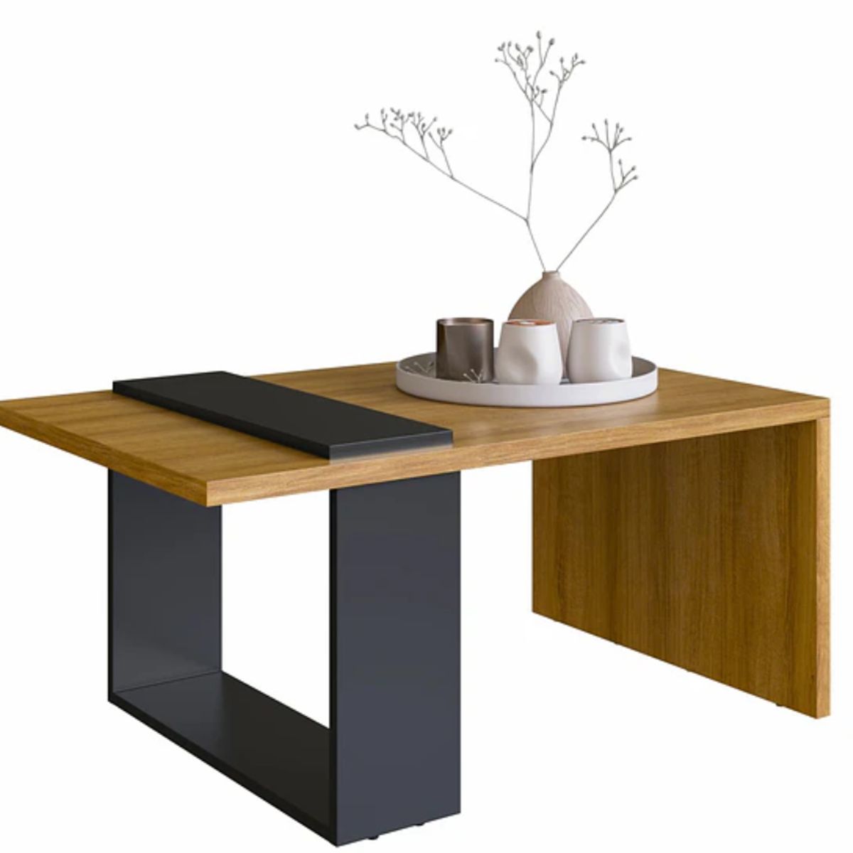 BE DESIGN - Mesa de Centro Nórdica Boho Miel Negro