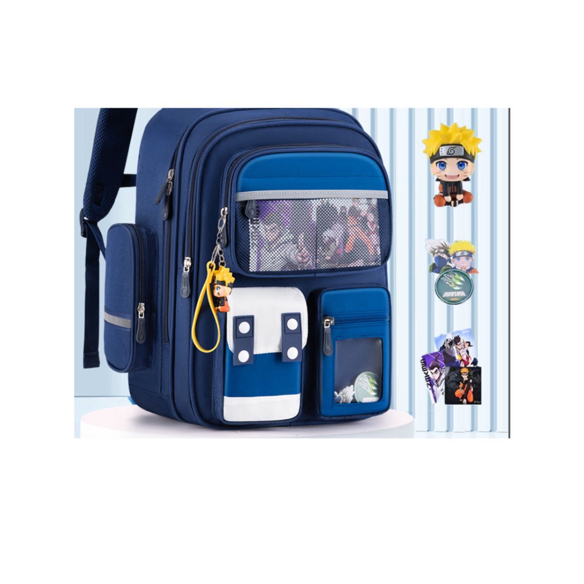 TIOZONEY - Mochila Escolar Llavero Naruto Infantil Niños Azul