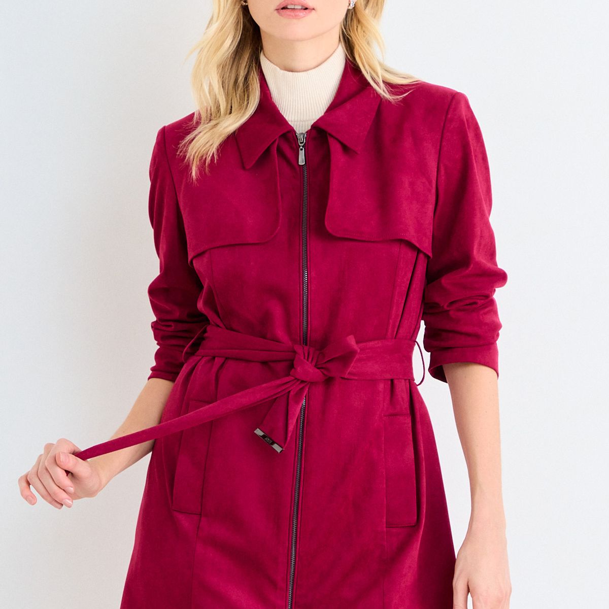 ASH - Trench Liso Mujer Burdeos Ash