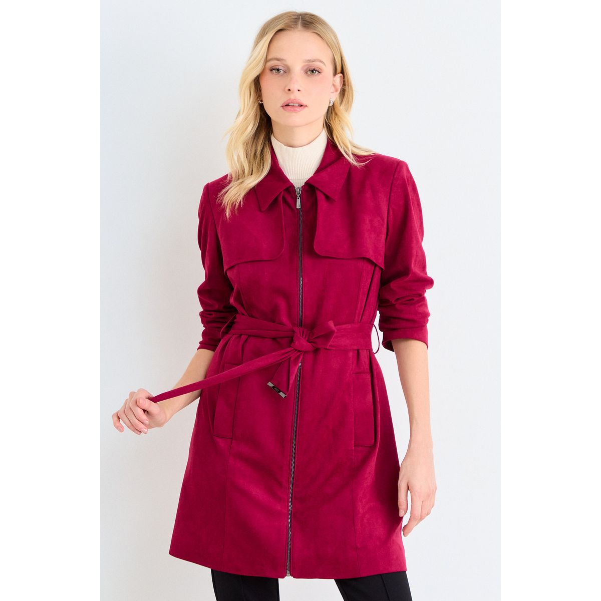 ASH - Trench Liso Mujer Burdeos Ash
